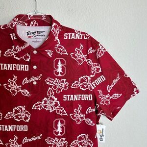 Reyn Spooner Mens Stanford Cardinal Performance Polo Shirt Red Floral NWT L
